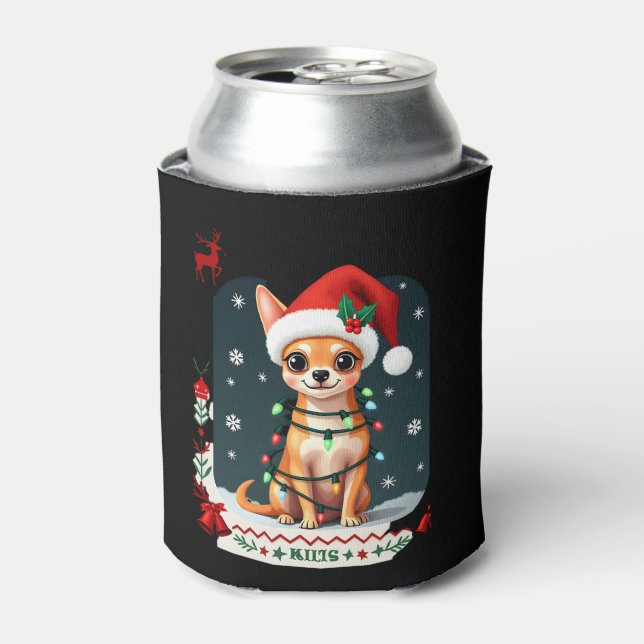 Chihuahua Christmas Santa Ugly Sweater Dog Lover X Can Cooler (Can Front)