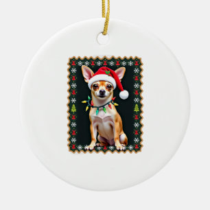Chihuahua Christmas Santa Ugly Sweater Dog Lover X Ceramic Ornament
