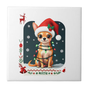 Chihuahua Christmas Santa Ugly Sweater Dog Lover X Ceramic Tile