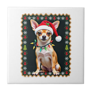 Chihuahua Christmas Santa Ugly Sweater Dog Lover X Ceramic Tile
