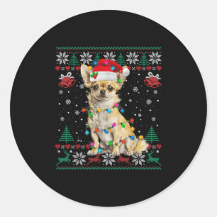 Chihuahua Christmas Santa Ugly Sweater Dog Lover X Classic Round Sticker