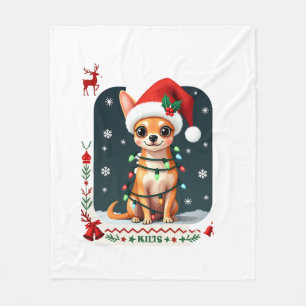 Chihuahua Christmas Santa Ugly Sweater Dog Lover X Fleece Blanket