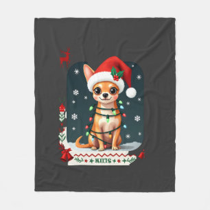 Chihuahua Christmas Santa Ugly Sweater Dog Lover X Fleece Blanket