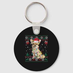 Chihuahua Christmas Santa Ugly Sweater Dog Lover X Key Ring