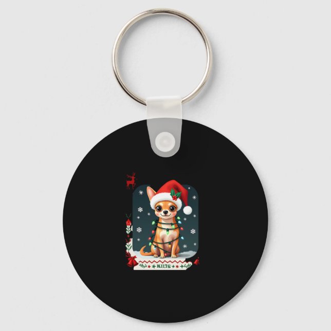 Chihuahua Christmas Santa Ugly Sweater Dog Lover X Key Ring (Front)