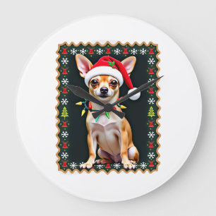 Chihuahua Christmas Santa Ugly Sweater Dog Lover X Large Clock