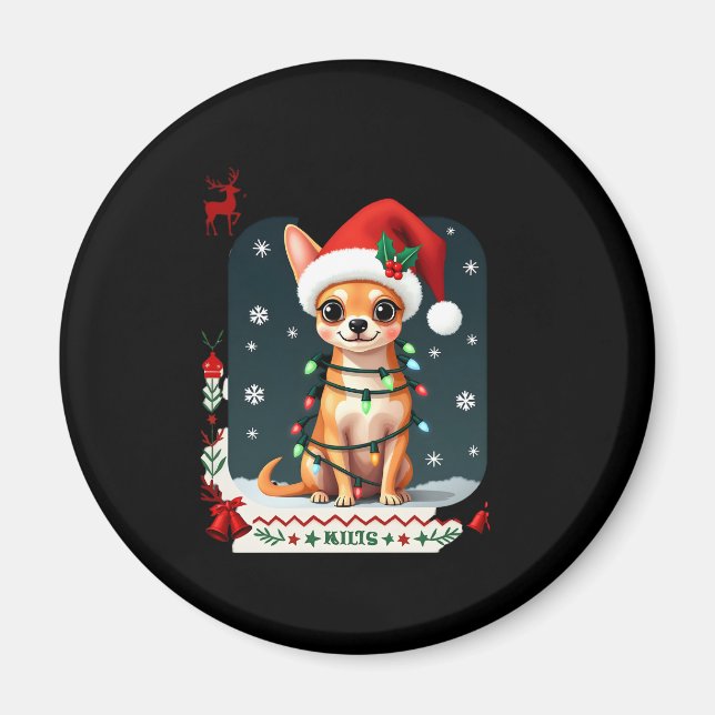 Chihuahua Christmas Santa Ugly Sweater Dog Lover X Magnet (Front)