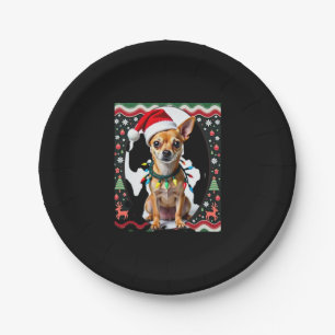 Chihuahua Christmas Santa Ugly Sweater Dog Lover X Paper Plate