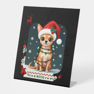 Chihuahua Christmas Santa Ugly Sweater Dog Lover X Pedestal Sign