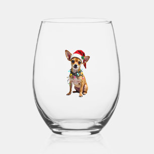 Chihuahua Christmas Santa Ugly Sweater Dog Lover X Stemless Wine Glass