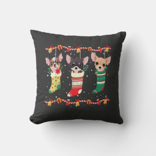 Chihuahua Christmas Socks Lights Funny Xmas Dog Lo Cushion