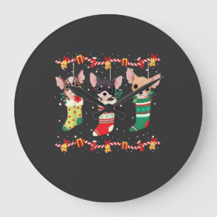 Chihuahua Christmas Socks Lights Funny Xmas Dog Lo Large Clock