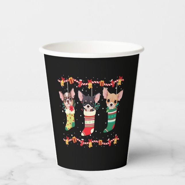 Chihuahua Christmas Socks Lights Funny Xmas Dog Lo Paper Cups (Front)