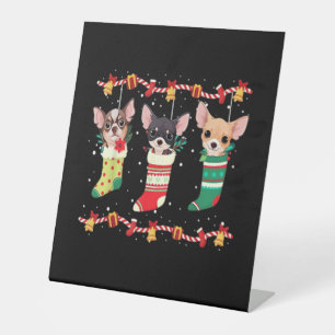 Chihuahua Christmas Socks Lights Funny Xmas Dog Lo Pedestal Sign