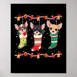 Chihuahua Christmas Socks Lights Funny Xmas Dog Lo Poster