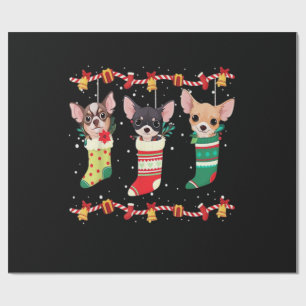 Chihuahua Christmas Socks Lights Funny Xmas Dog Lo Wrapping Paper