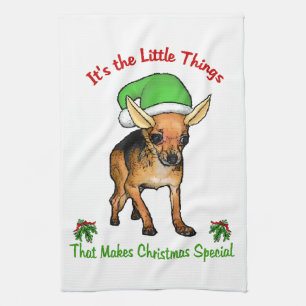 Chihuahua Christmas Tea Towel