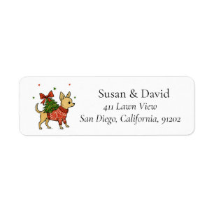 Chihuahua Christmas Tree Carrier Pet Dog Return Address Label