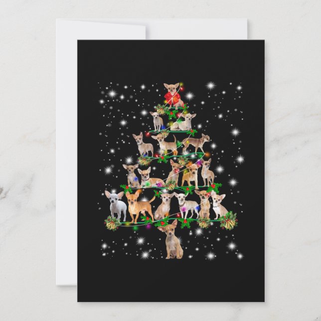 Chihuahua Christmas Tree Covered By Flashlight Thank You Card (Front)