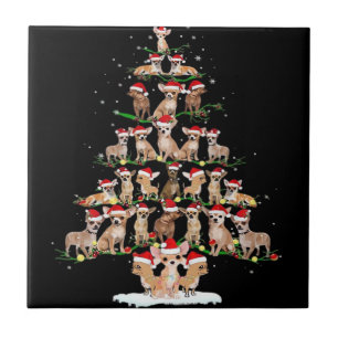 Chihuahua Christmas Tree Funny Tee Xmas Chihuahua Ceramic Tile