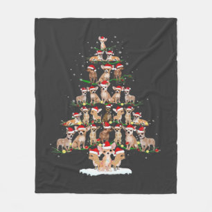 Chihuahua Christmas Tree Funny Tee Xmas Chihuahua Fleece Blanket