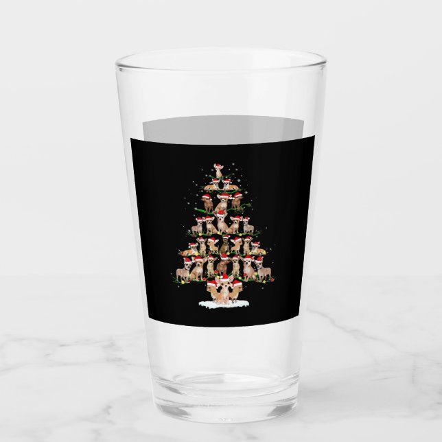 Chihuahua Christmas Tree Funny Tee Xmas Chihuahua  Glass (Front)