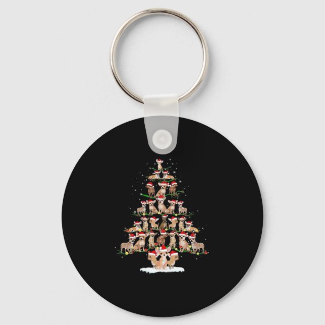 Chihuahua Christmas Tree Funny Tee Xmas Chihuahua  Key Ring (Front)