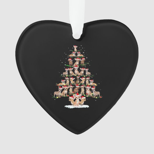Chihuahua Christmas Tree Funny Tee Xmas Chihuahua  Ornament (Front)
