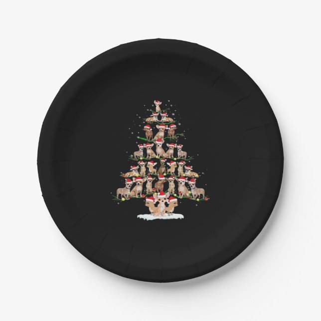 Chihuahua Christmas Tree Funny Tee Xmas Chihuahua  Paper Plate (Front)