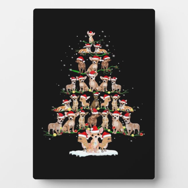 Chihuahua Christmas Tree Funny Tee Xmas Chihuahua  Plaque (Front)