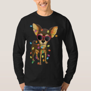 Chihuahua Christmas Tree Lights Dog Mum Dad Xmas C T-Shirt