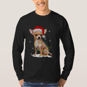 Chihuahua Christmas Tree Lights With Snow Xmas T-Shirt