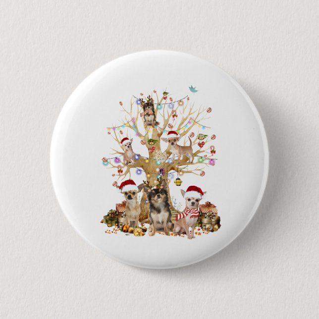 Chihuahua christmas tree ornament dog lover 6 cm round badge (Front)