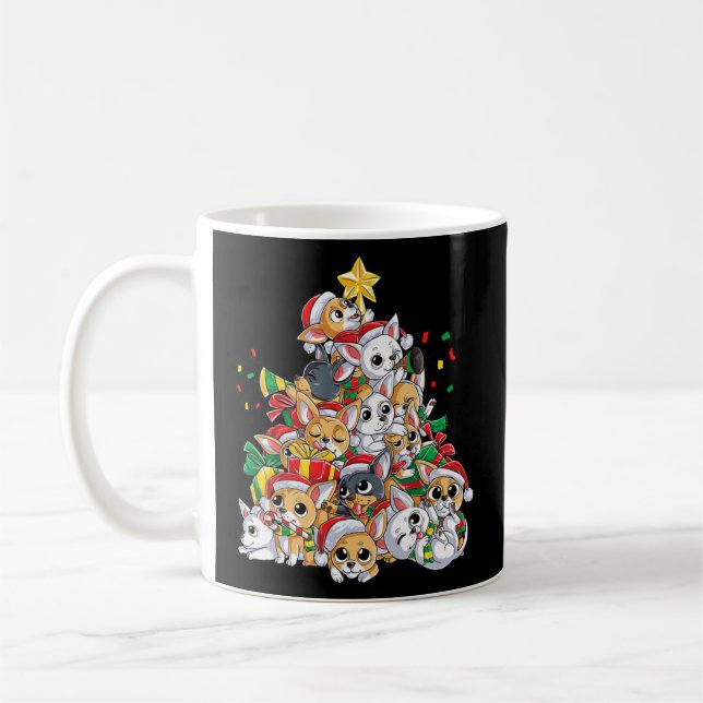 Chihuahua Christmas Tree Santa Dog Lover Xmas Coffee Mug (Left)