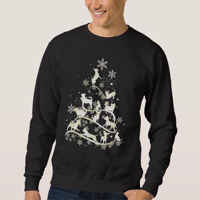 Chihuahua Christmas Tree Snowflakes Merry Xmas Dog Sweatshirt (Front)