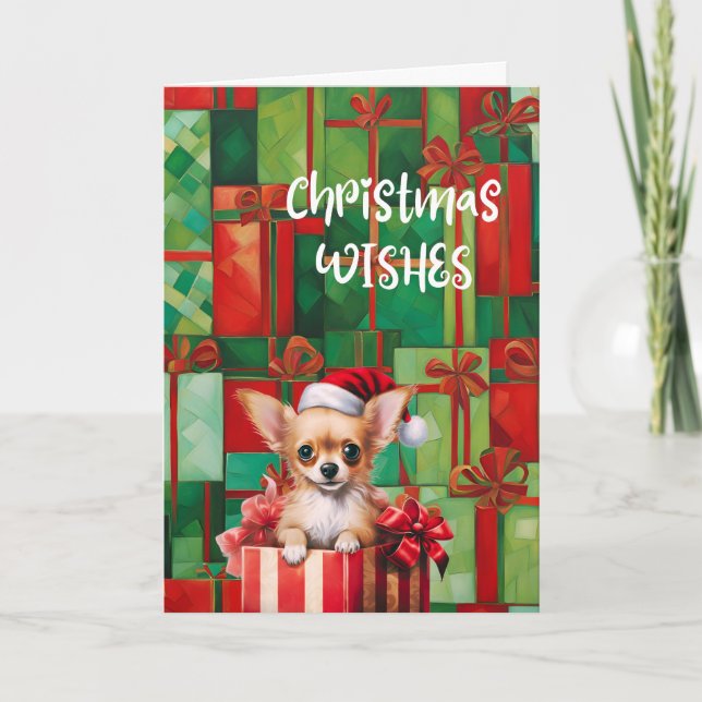 Chihuahua Christmas Wishes & Kisses Card (Front)
