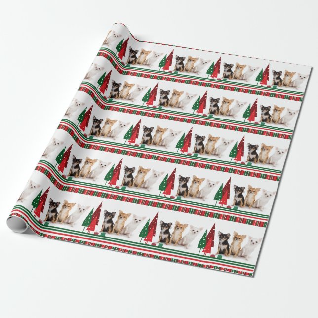 Chihuahua Christmas Wrapping Paper (Unrolled)