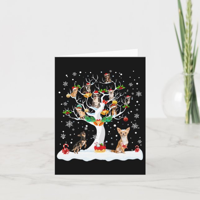 Chihuahua Christmas Xmas Tree Dog Lover Men Women  Card (Front)