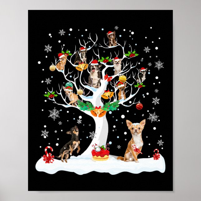Chihuahua Christmas Xmas Tree Dog Lover Men Women  Poster (Front)
