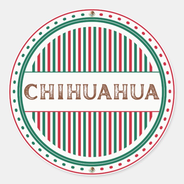 Chihuahua City Pride Emblem – Mexican Identity Classic Round Sticker (Front)