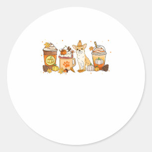Chihuahua Coffee Pumpkin Spice Dog Lovers Fall Tha Classic Round Sticker