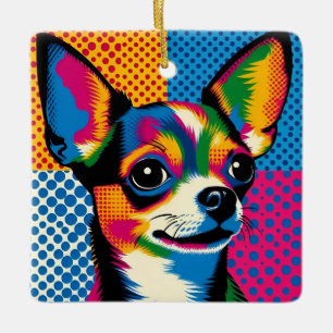 Chihuahua, Colorful Pop Art Style, Ceramic Ornament