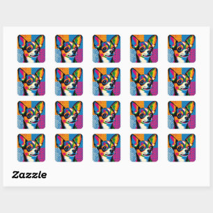 Chihuahua, Colorful Pop Art Style, Square Sticker