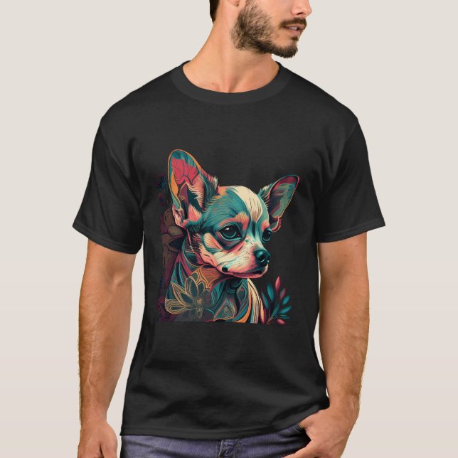 Chihuahua Colourful Art Salvador Dali Dog Puppy T-Shirt (Front)