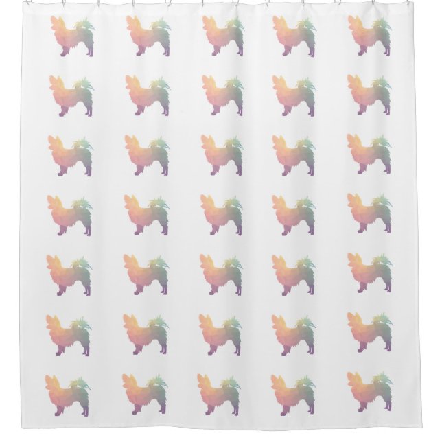 Chihuahua Colourful Geometric Pattern Silhouette Shower Curtain (Front)