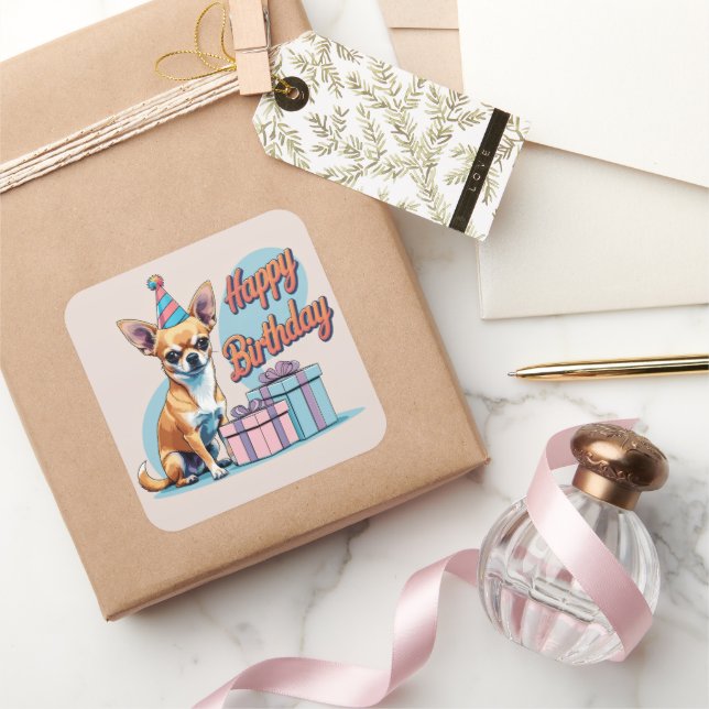 Chihuahua Colourful  Square Sticker (Gifting)