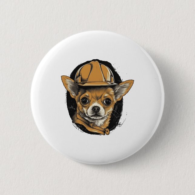 Chihuahua  Construction Worker  Construction   6 Cm Round Badge (Front)