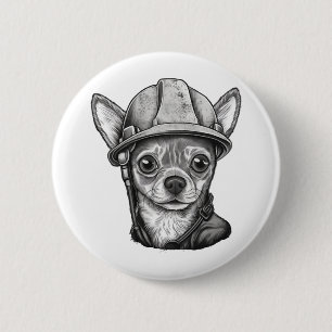 Chihuahua Construction Worker Construction 6 Cm Round Badge