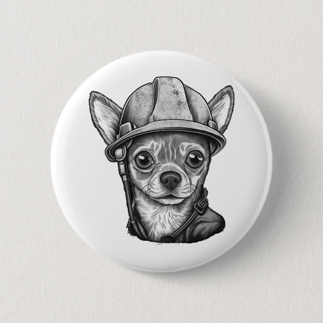 Chihuahua  Construction Worker  Construction    6 Cm Round Badge (Front)
