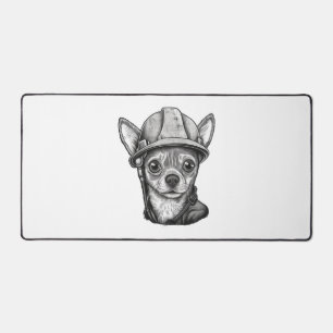 Chihuahua Construction Worker Construction Desk Mat